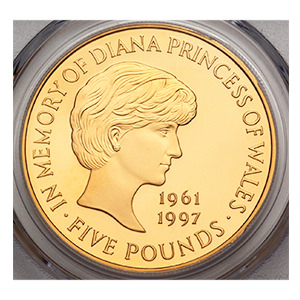 英国 1999年 ダイアナ妃追悼 5ポンド金貨